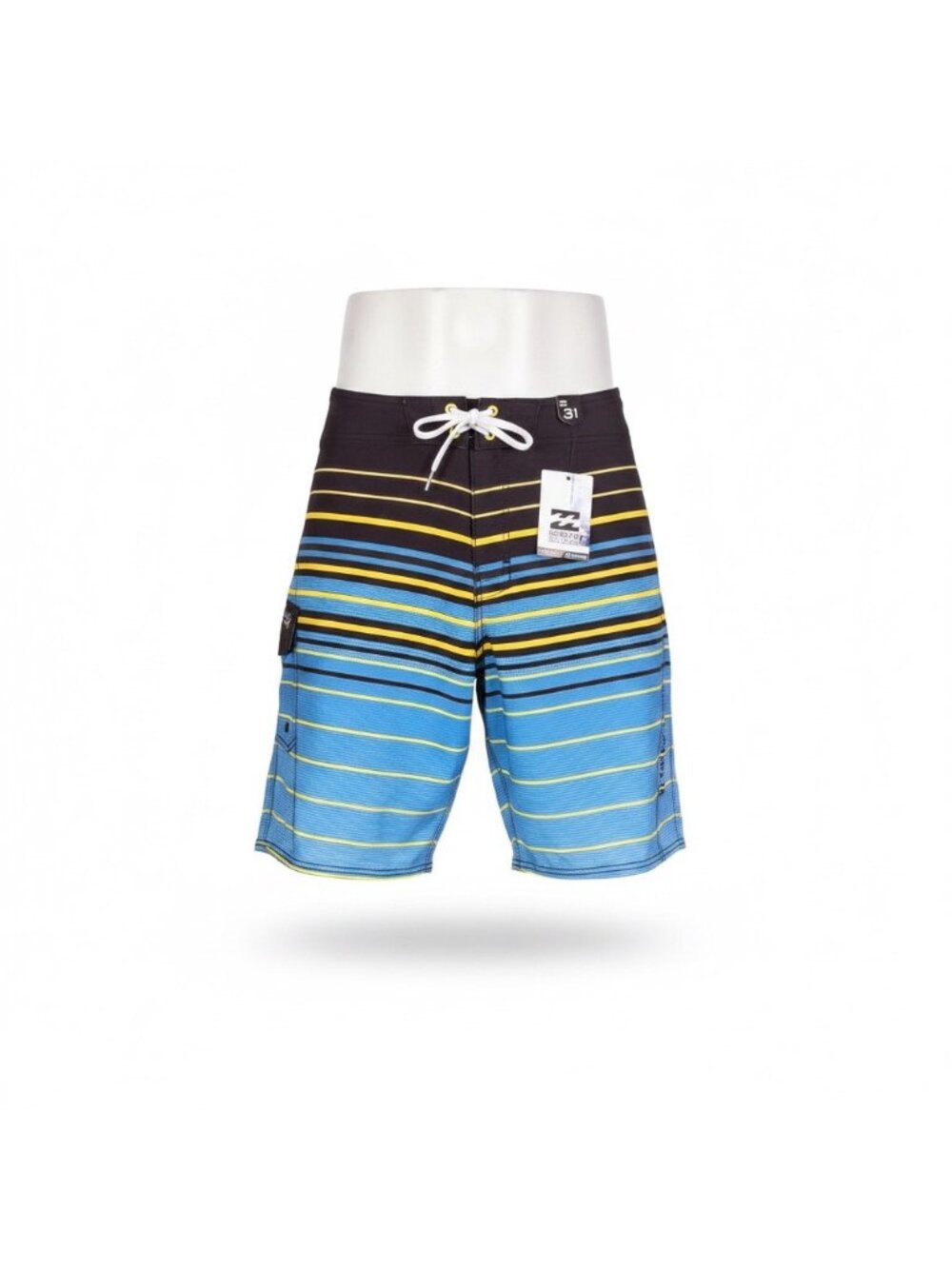 Billabong Mens Black/Blue Board Shorts Striped Swimwear Size 31